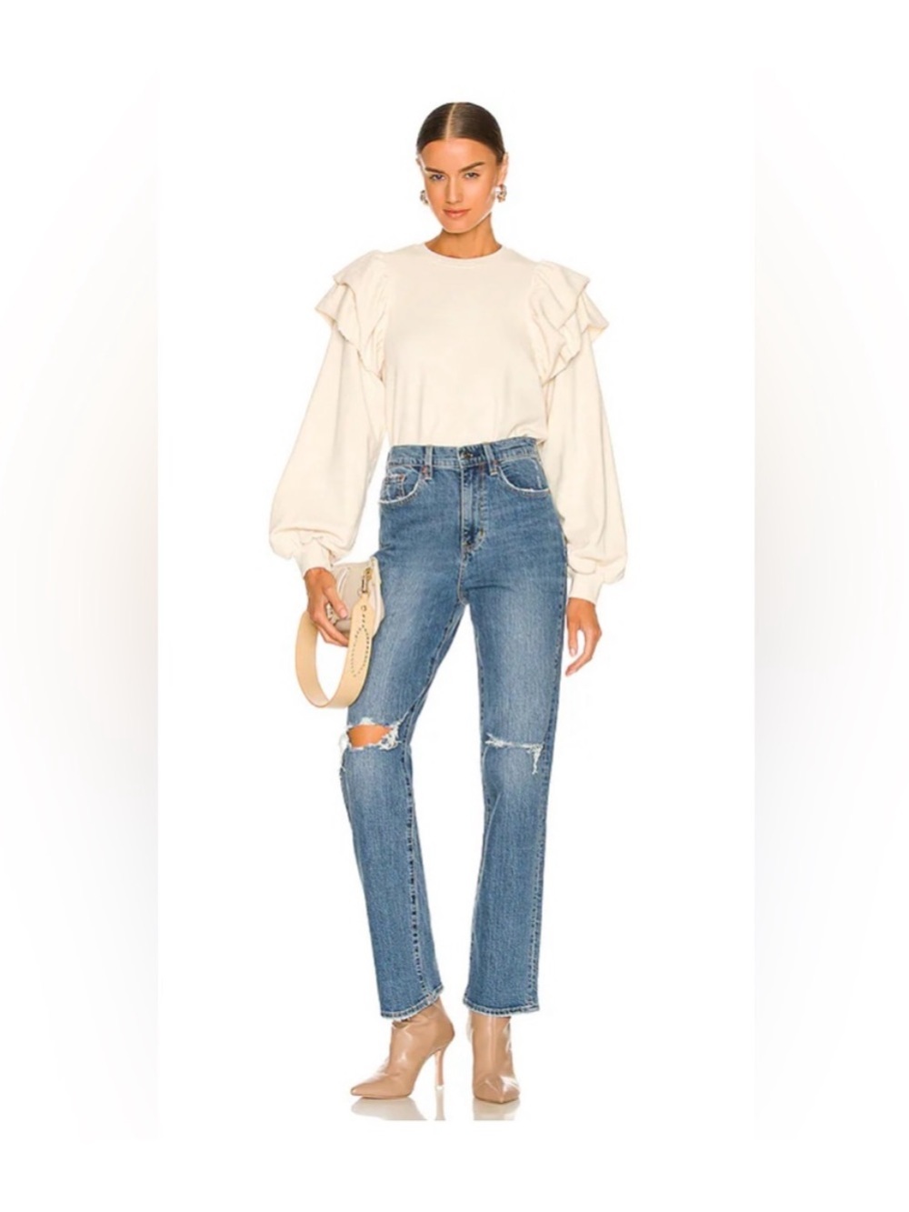 PISTOLA Cassie Super High Rise Straight in Adore Destructed Size 33